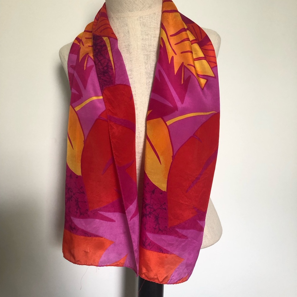 Silk Vibrant Tropical Print Scarf Sash